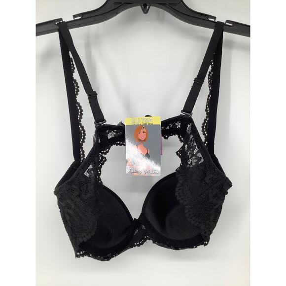 Magic Bodyfashion Women's 34A Black Luxury Gel Bra Underwire Lace Trim G28-16 - Picture 4 of 7